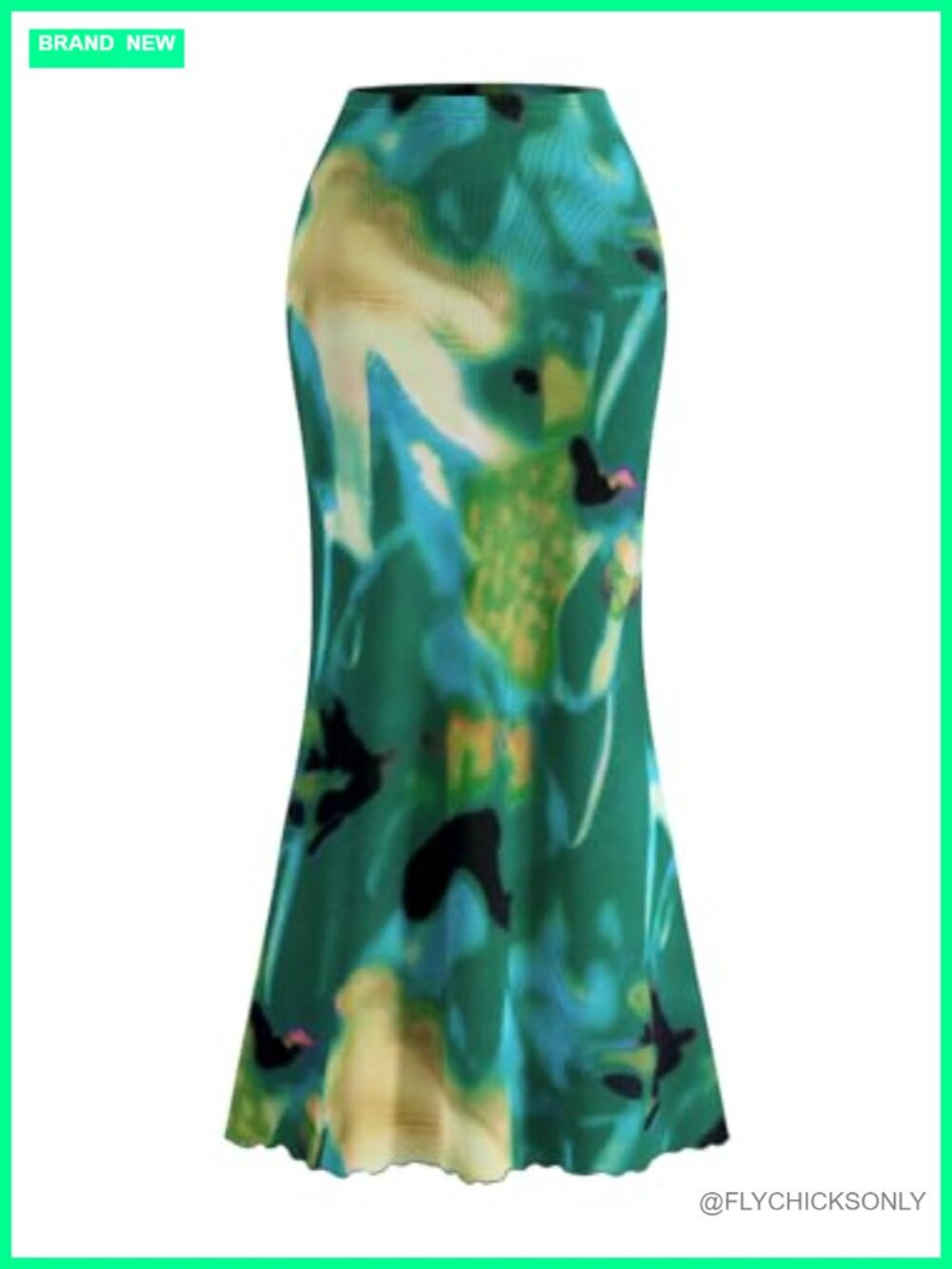Floral Mesh Bodycon Maxi Skirt High Waist Fishtail Summer Party Skirt